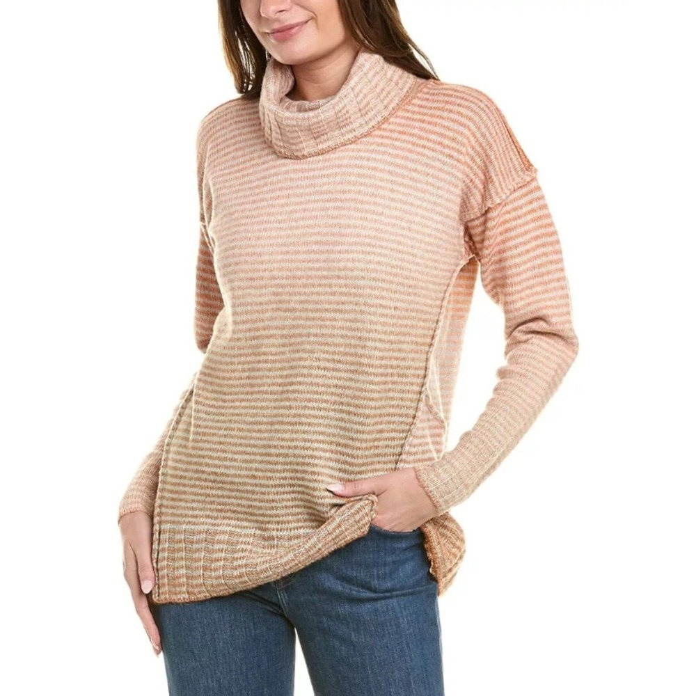 CAbi #4105 Women's Orange Ombre Striped Turtle Neck Pullover Sweater Size Small